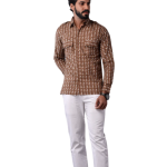Buy Sanganeri Walnut Brown Hunting Styled Printed Shirt Men Artistic Outdoor